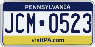 PA license plate JCM0523