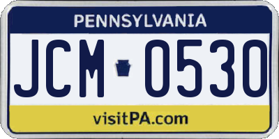 PA license plate JCM0530