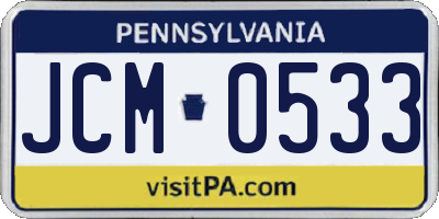 PA license plate JCM0533