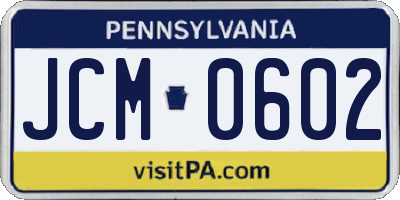PA license plate JCM0602