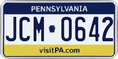 PA license plate JCM0642