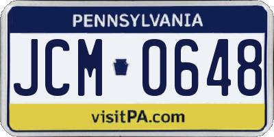 PA license plate JCM0648