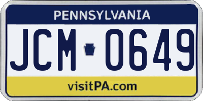 PA license plate JCM0649
