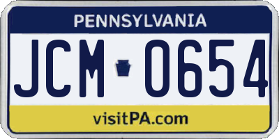 PA license plate JCM0654