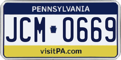 PA license plate JCM0669