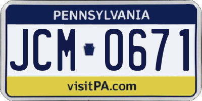 PA license plate JCM0671