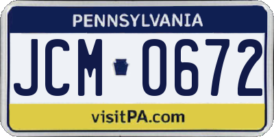 PA license plate JCM0672
