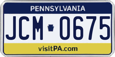 PA license plate JCM0675