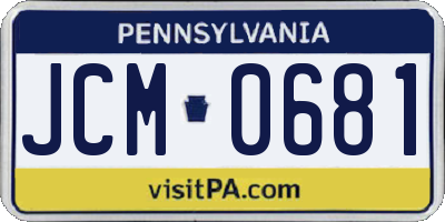 PA license plate JCM0681