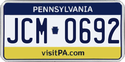 PA license plate JCM0692