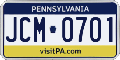 PA license plate JCM0701