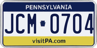 PA license plate JCM0704