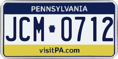 PA license plate JCM0712