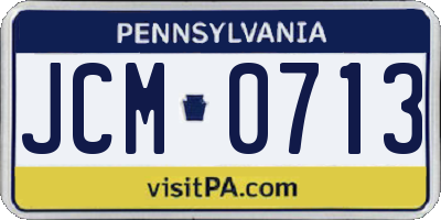 PA license plate JCM0713