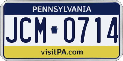 PA license plate JCM0714