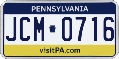PA license plate JCM0716