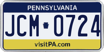 PA license plate JCM0724