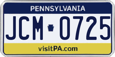 PA license plate JCM0725