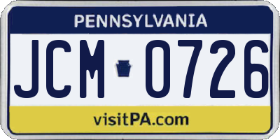 PA license plate JCM0726