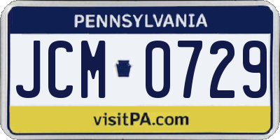 PA license plate JCM0729