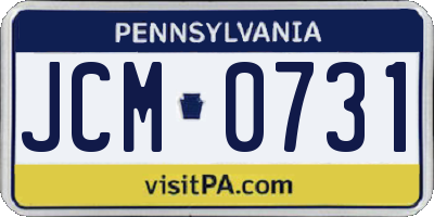 PA license plate JCM0731