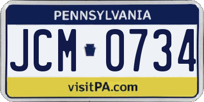 PA license plate JCM0734