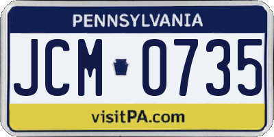 PA license plate JCM0735