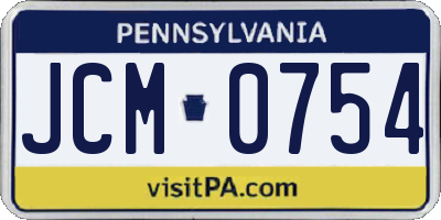 PA license plate JCM0754