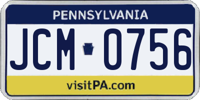 PA license plate JCM0756