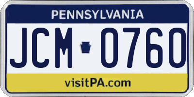 PA license plate JCM0760