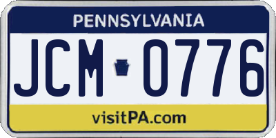 PA license plate JCM0776