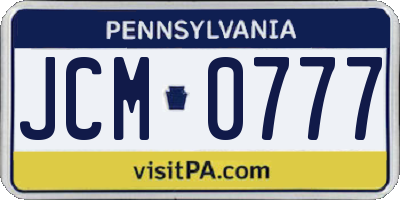 PA license plate JCM0777