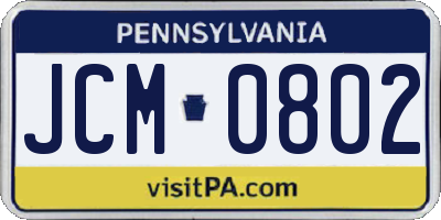 PA license plate JCM0802
