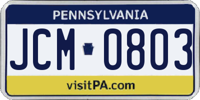 PA license plate JCM0803