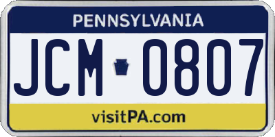PA license plate JCM0807