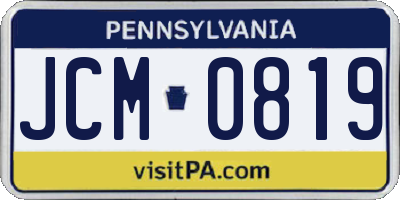PA license plate JCM0819