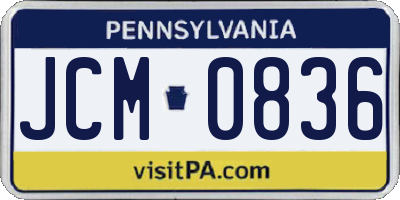 PA license plate JCM0836