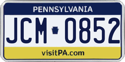 PA license plate JCM0852