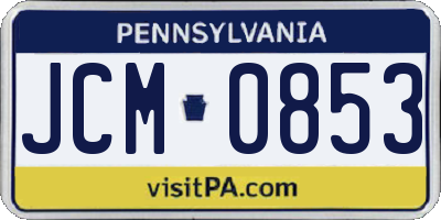 PA license plate JCM0853