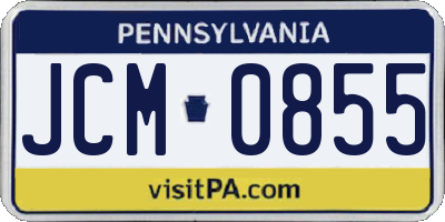 PA license plate JCM0855