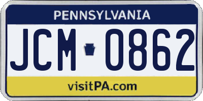 PA license plate JCM0862