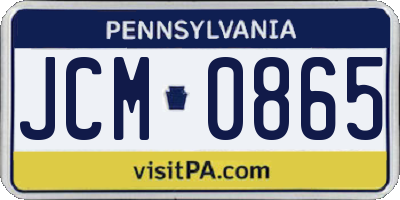 PA license plate JCM0865