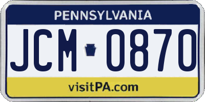 PA license plate JCM0870