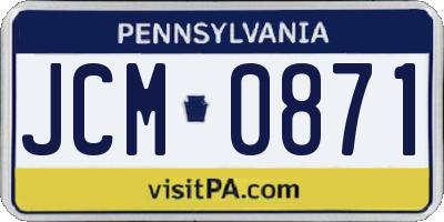 PA license plate JCM0871