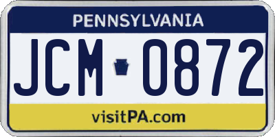 PA license plate JCM0872
