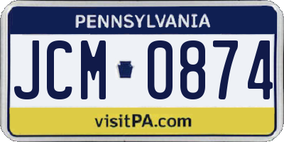 PA license plate JCM0874