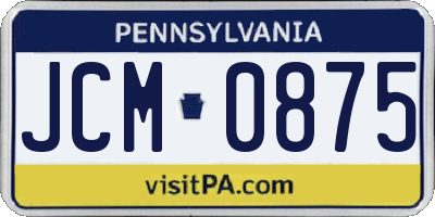 PA license plate JCM0875
