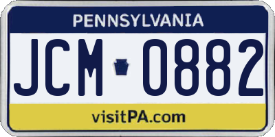 PA license plate JCM0882