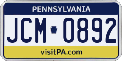 PA license plate JCM0892