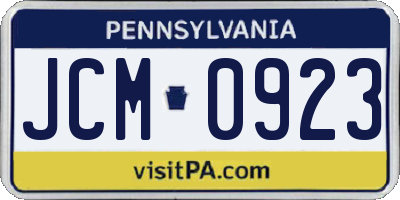 PA license plate JCM0923